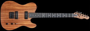 #54, elektrische gitaar van massief mahonie hout en ebben toets, met twee p90 pickups, vooraanzicht.